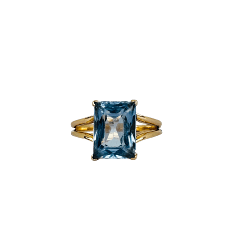 Bague Bague vintage en or jaune 18 carats avec topaze bleue 58 Facettes 2601013
