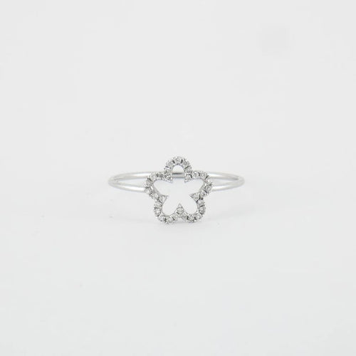 Bague 54 Bague Fleur Or blanc Diamants 58 Facettes