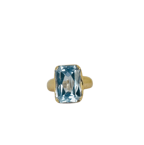 Bague Bague vintage en or jaune 18 carats avec topaze bleue 58 Facettes 2501010
