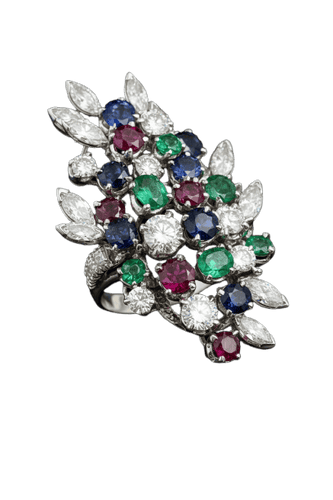 Bague I colori della vita - Bague en platine avec diamants et pierres précieuses 58 Facettes