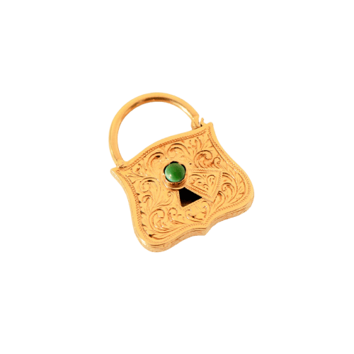 Pendentif Pendentif cadenas antique en or jaune 18 carats et turquoise 58 Facettes