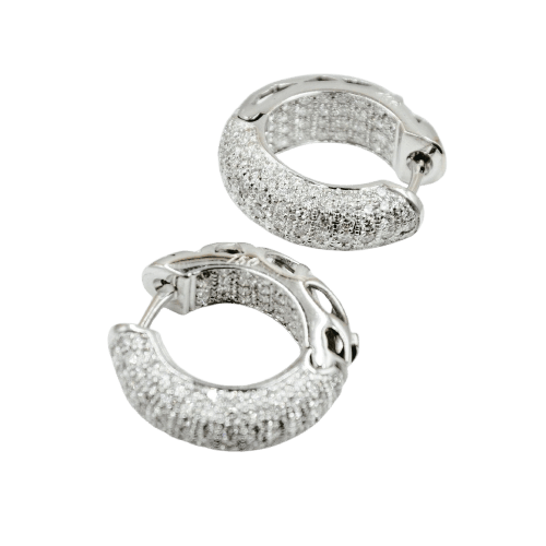 Boucles d'oreilles Créoles en or blanc 18 carats avec diamants 4,80 ct 58 Facettes 881