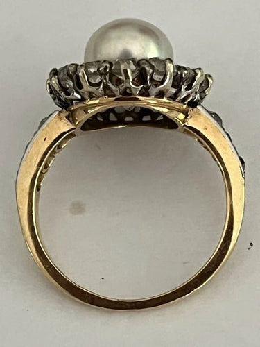 Bague 54 Bague Or Jaune et Gris Perle Diamants 58 Facettes LOT 4493