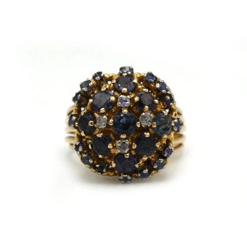 Bague 50 Bague Cocktail - Or jaune, Diamants & Saphirs 58 Facettes 250390R