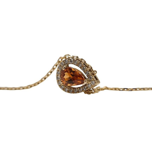 Collier Collier or jaune serti d'une citrine et de diamants 58 Facettes