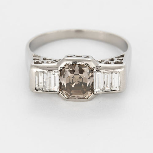 Bague 51.5 Bague en platine, diamant chocolat et diamant blanc 58 Facettes B250636