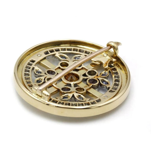 Broche Broche or jaune, saphirs & diamants 58 Facettes 250013R
