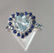 Bague Bague or blanc aigue-marine entourage saphirs 58 Facettes R 1585   NBE