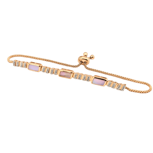 Bracelet Bracelet en or rose 18 carats serti de diamants et nacre 58 Facettes 30456