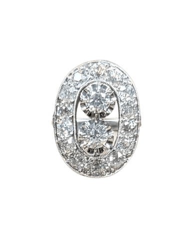 Bague 54 Bague Pompadour en platine et diamants 58 Facettes