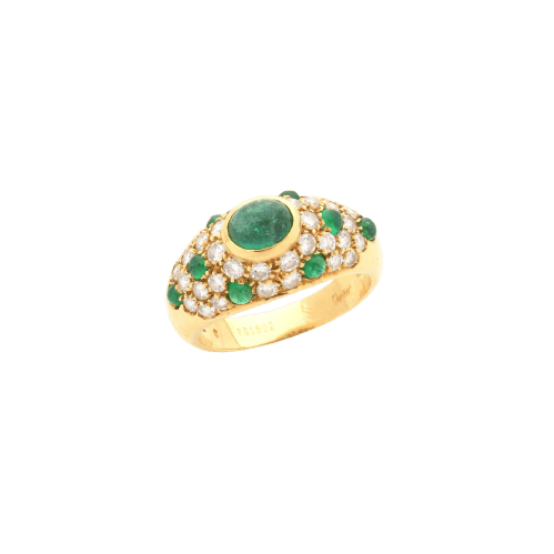 Bague 52 Cartier Corinthe - Bague en or jaune 18k, émeraudes et diamants 58 Facettes 22773