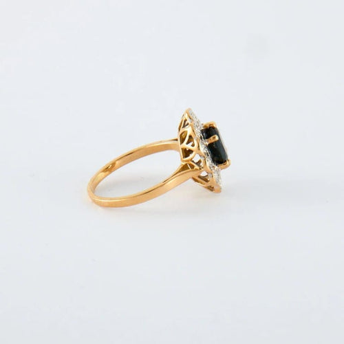 Bague 47 Bague en or jaune, diamants & saphir 58 Facettes