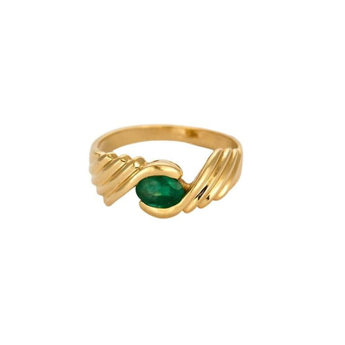 Bague 52 Bague bandeau or jaune, émeraude 58 Facettes GU220