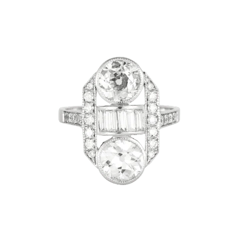 Bague 56 Bague sertie de diamants taille ancienne en or blanc 18k 58 Facettes LJ24-161