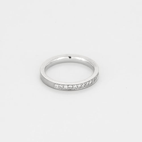 Bague 48 Alliance semi pavée en or blanc et diamants 58 Facettes SAP0658