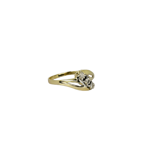 Bague Bague vintage en or jaune 14 ct avec 3 diamants 58 Facettes 2512014