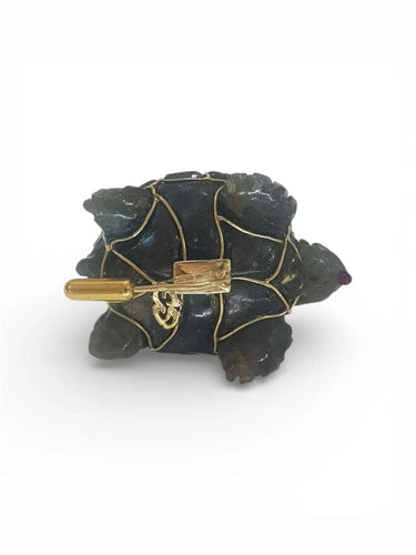 Broche Broche tortue en or et labradorite, émeraudes et rubis 58 Facettes