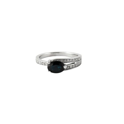 Bague 51 Bague Or blanc Saphir Diamants 58 Facettes