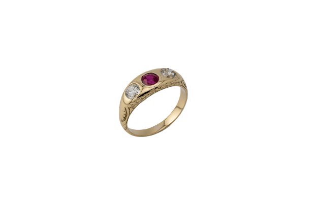 Bague Oro Giallo / 16 Bague ancienne en or jaune 18 kt avec rubis et diamants 58 Facettes anl784