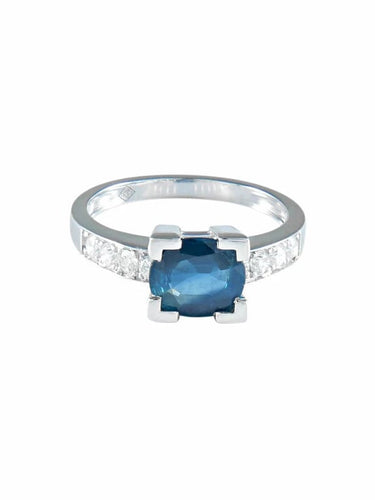 Bague 54 Bague saphir 1,79 ct en or blanc et diamants 0,36 ct 58 Facettes 41850069