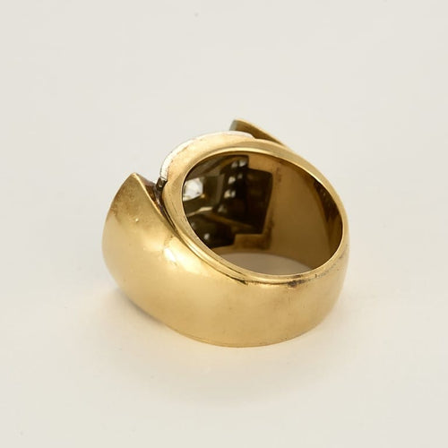 Bague 52 Bague Tank en or jaune, or blanc et diamants 58 Facettes B250700