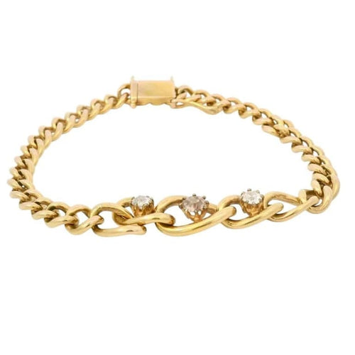 Bracelet Bracelet ancien en or jaune 18 carats et diamants Old Mine 58 Facettes