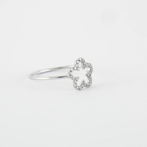 Bague 54 Bague Fleur Or blanc Diamants 58 Facettes