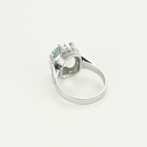 Bague 51 Bague en or blanc, aigue marine et diamants 58 Facettes COMP1392