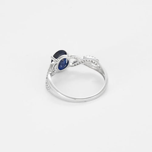 Bague 54 Bague Solitaire en or blanc, saphir et diamants 58 Facettes POI0555