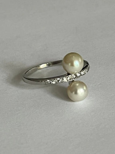 Bague 57 Bague Platine Perles Diamants 58 Facettes 5557