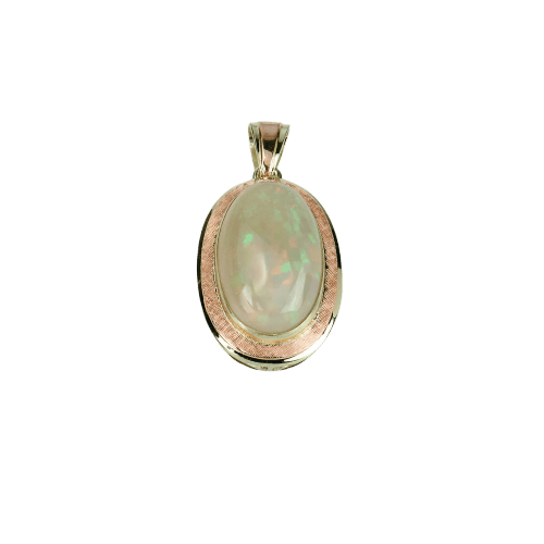 Pendentif Pendentif opale australienne cabochon en or jaune 14 carats 58 Facettes 2618