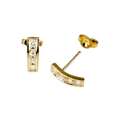 Boucles d'oreilles Boucles d'oreilles - Quart de créoles en or jaune 585 et diamants 58 Facettes 2337