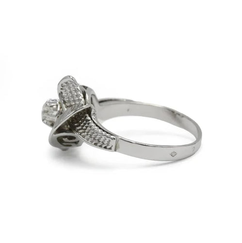 Bague 57.5 Bague Rétro - Or blanc & Diamant 58 Facettes 260042R