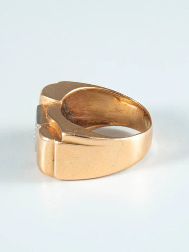 Bague 53 Bague Tank or jaune et Diamant 58 Facettes