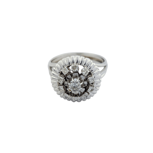 Bague 55 Bague double halo en or blanc 18 carats et diamants 58 Facettes 32932