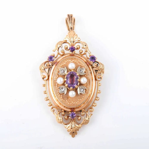 Pendentif Broche/pendentif améthyste et diamants 58 Facettes