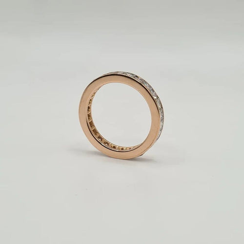 Bague 55 Alliance tour complet or rose sertie de diamants princesses 58 Facettes