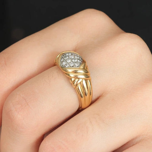 Bague 58 Bague pavée de 19 diamants en or jaune 750 58 Facettes