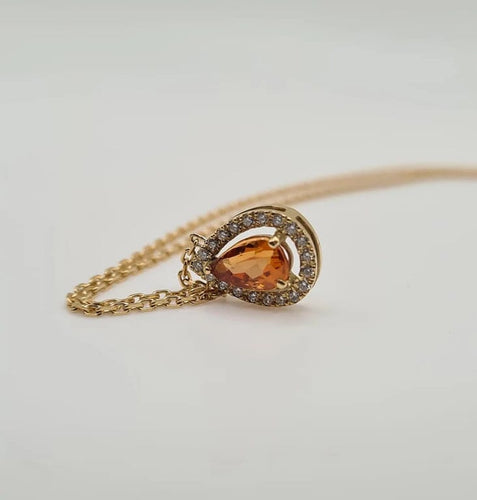 Collier Collier or jaune serti d'une citrine et de diamants 58 Facettes