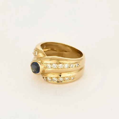 Bague 50 Bague en or jaune , saphir et diamants 58 Facettes DINA0178