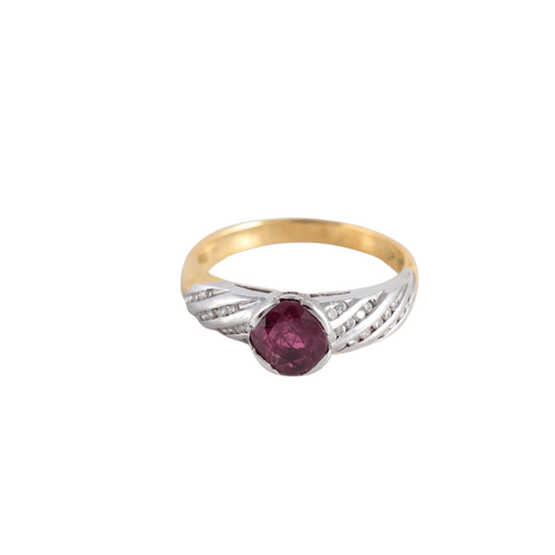 Bague 53 Bague bicolore Rubis et pavage Diamants 58 Facettes FM77