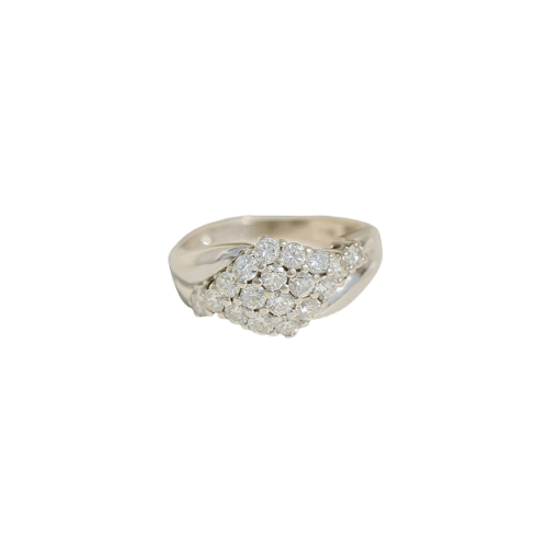 Bague 54 Bague crossover vintage en or blanc 14 carats et diamants 58 Facettes