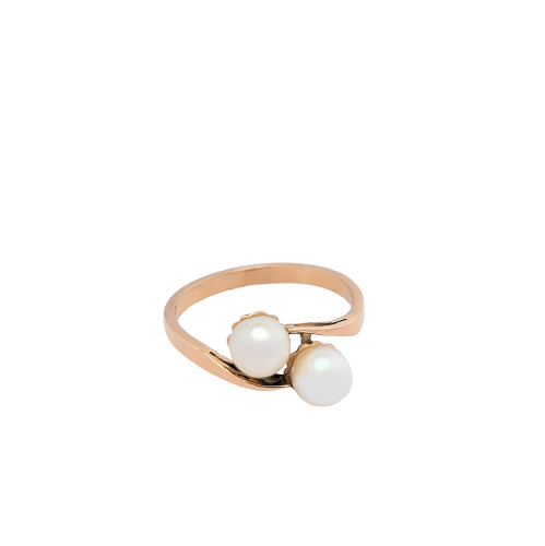 Bague 53 Bague toi et moi en or jaune 18 carats et perles 58 Facettes 18707