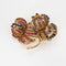 Boucles d'oreilles Clip bouquet de chrysanthème en or jaune 18 carats, rubis et saphirs 58 Facettes AB38