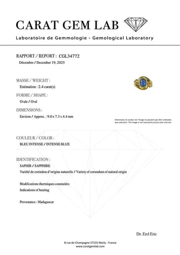 Bague 53 Bague Tourbillon cocktail en or jaune 18 carats saphir et diamants 58 Facettes