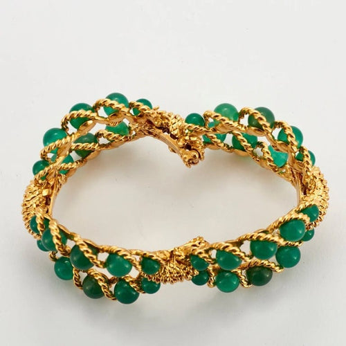 Boucles d'oreilles BOUCHERON - Demie-parure Or Jaune et Chrysoprases 58 Facettes