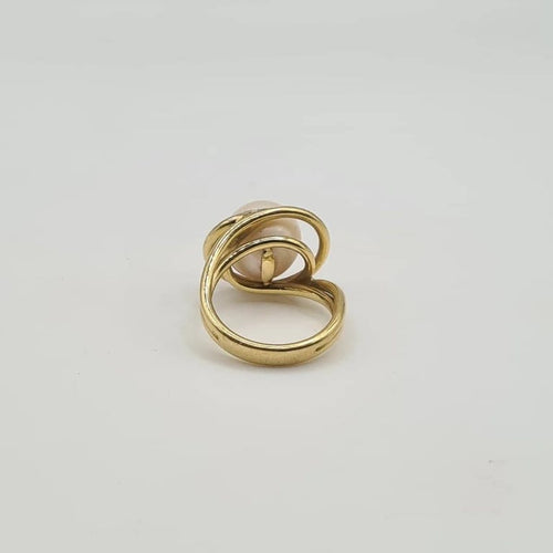 Bague 50 Bague or jaune sertie d’une perle de culture et diamants naturels 58 Facettes