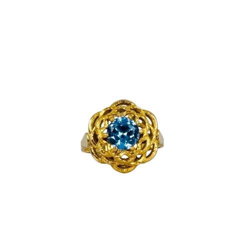 Bague Bague vintage en or 18k avec topaze bleue 58 Facettes 2509004