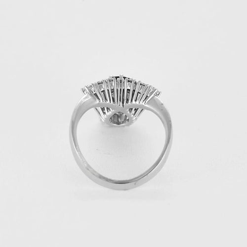 Bague 52.5 Bague aigrette en or blanc 18k et diamants, saphir 0,50 ct 58 Facettes BA31