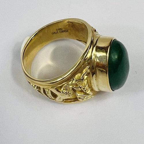 Bague 60 Chevalière Or Pierre Verte 58 Facettes 20400000740